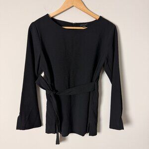 Ann Taylor Black Belted Top Small
